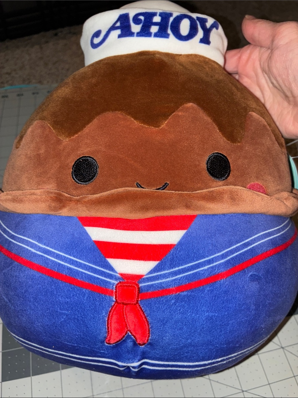 Squishmallows Brown & White Chocolate Pudding Sailor Plush - Stranger Things Tag